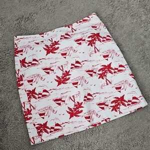 Talbots Vibrant Red and White Patterned Skirt